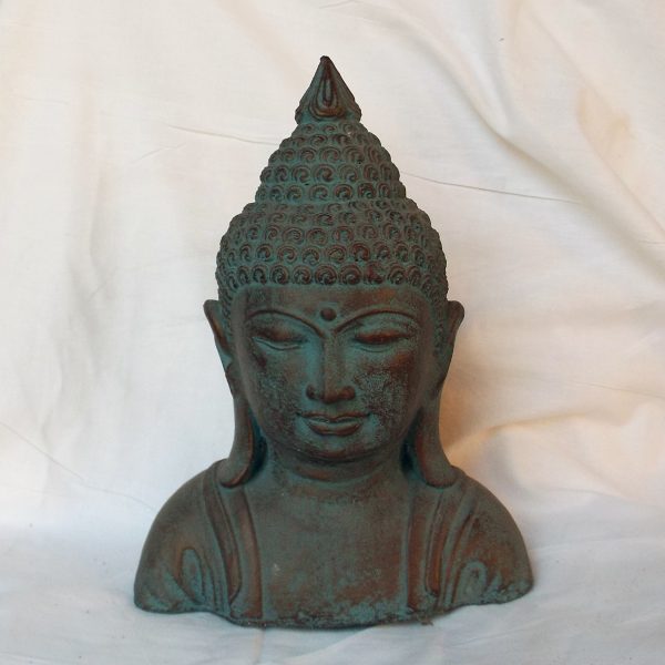 Buddha mellszobor – zöld-arany